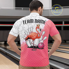 Load image into Gallery viewer, Pink Flamingo Custom Bowling Shirts For Men, Bowling Pattern Bowling Team League Shirt IPHW7733