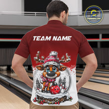 Load image into Gallery viewer, Custom Cute Funny Reindeer Christmas Bowling Men Quarter-Zip Shirts, Xmas Team Bowling Shirt IPHW10114