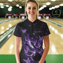 Load image into Gallery viewer, Custom Purple Galaxy Butterfly Bowling Women Quarter-Zip Shirt, Flame Bowling Jerseys IPHW11011