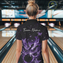 Load image into Gallery viewer, Custom Purple Galaxy Butterfly Bowling Women Quarter-Zip Shirt, Flame Bowling Jerseys IPHW11011