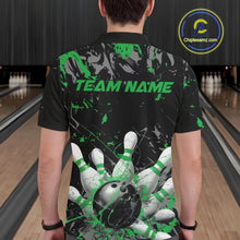 Load image into Gallery viewer, Custom Black And Green Splatter Camo Bowling Team Polo Shirts For Men IPHW10796