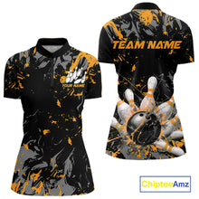 Load image into Gallery viewer, Custom Black And Yellow Splatter Camo Bowling Team Quarter-Zip Shirts For Women IPHW10800
