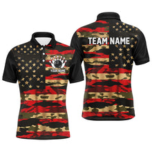 Load image into Gallery viewer, Custom American Flag Patriotic Bowling Shirts For Men, Camo Bowling Team Jerseys IPHW7172