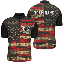 Load image into Gallery viewer, Custom American Flag Patriotic Bowling Shirts For Men, Camo Bowling Team Jerseys IPHW7172