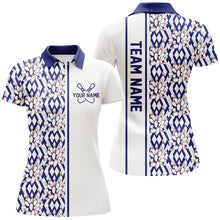 Load image into Gallery viewer, Blue Argyle Custom Bowling Polo Shirts For Women, Custom Bowling Uniforms IPHW6966