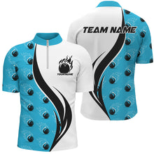 Load image into Gallery viewer, Custom Flame Bowling Polo Shirts For Men, Bowling Team Uniforms With Name | Blue IPHW6974