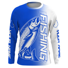 Load image into Gallery viewer, Custom Trout Fishing Long Sleeve Tournament Shirts, Lake Trout Fishing Jerseys Fishing Gifts | Blue IPHW6654