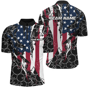 American Flag Custom Patriotic Bowling Shirts For Men, Team Bowling League Shirts Uniform IPHW6989