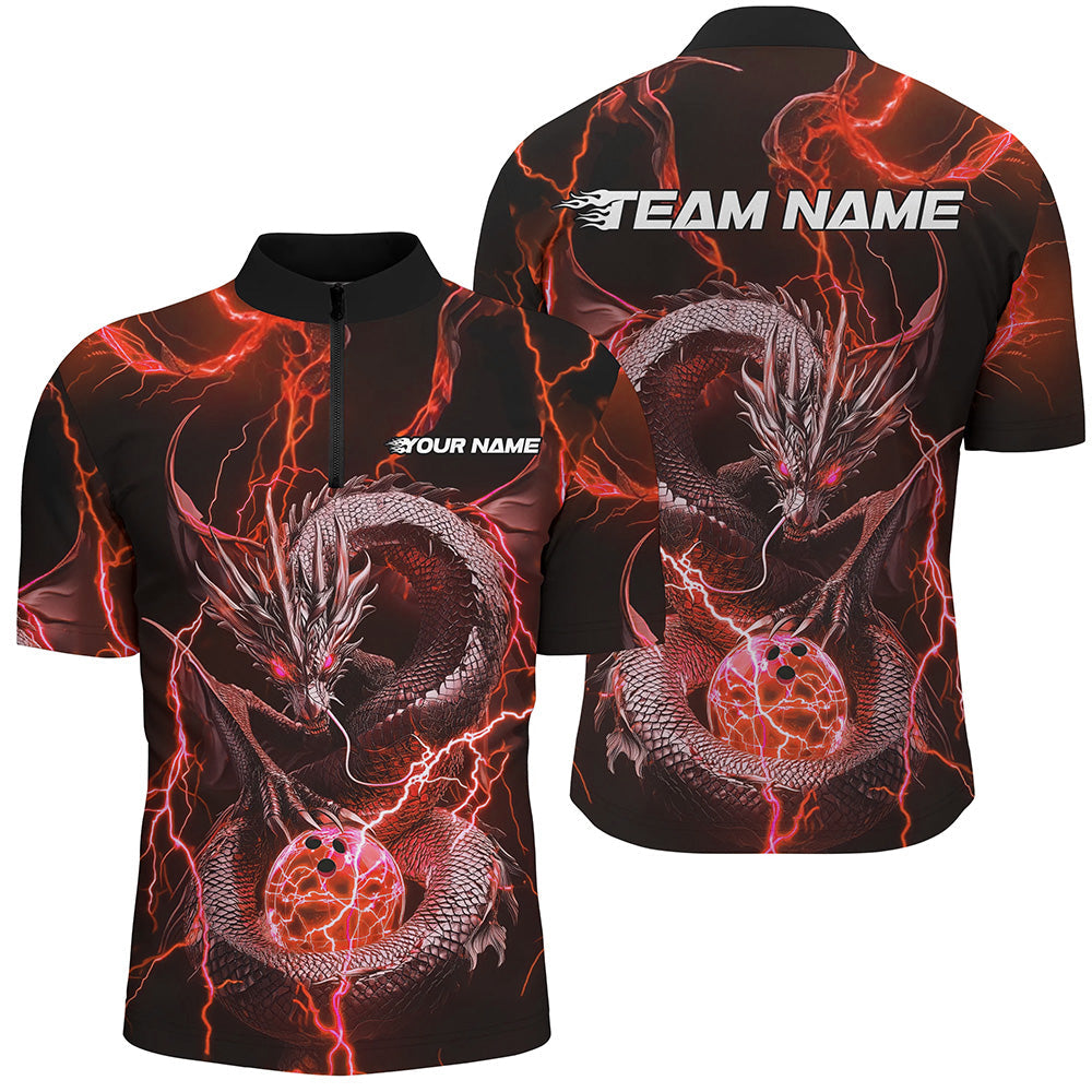 Black And Green Thunder Lightning Custom Dragon Bowling Team Shirts For Men, Bowlers Outfits IPHW7525