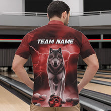 Load image into Gallery viewer, Red Thunder Lightning Custom Wolf Bowling Quarter-Zip Shirts For Men, Wolf Bowling Team Shirt IPHW8425