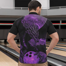 Load image into Gallery viewer, Black And Purple Custom Dragon Bowling Quarter-Zip Shirts For Men, Dragon Bowling League Shirt IPHW8643