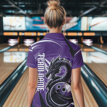 Load image into Gallery viewer, Custom Black And Purple Thunder Lightning Dragon Bowling Jerseys Womens Quarter-Zip Shirts IPHW8659