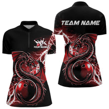 Load image into Gallery viewer, Custom Black And Red Thunder Lightning Dragon Womens Quarter-Zip Shirts, Bowlers Outfits IPHW8662