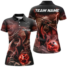 Load image into Gallery viewer, Black And Red Thunder Lightning Custom Dragon Ladies Bowling Team Shirts, Bowling Uniform IPHW7993