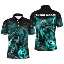Load image into Gallery viewer, Black And Blue Thunder Lightning Custom Dragon Bowling Team Shirts For Men, Bowling Uniform IPHW7994