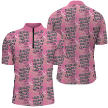 Load image into Gallery viewer, Fearless Against Breast Cancer Custom Polo Shirts, Breast Cancer Awareness Jerseys For Team IPHW7009