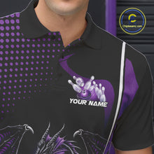 Load image into Gallery viewer, Custom Purple Dragon Bowling Jerseys, Mystical Bowling Team Uniform Polo Shirts For Men IPHW9534