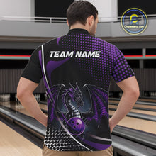 Load image into Gallery viewer, Custom Purple Dragon Bowling Jerseys, Mystical Bowling Team Uniform Quarter-Zip Shirts For Men IPHW9534