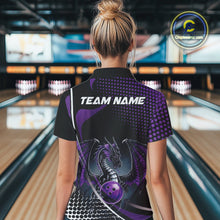 Load image into Gallery viewer, Custom Purple Dragon Bowling Jersey, Bowling Team Uniform Women Quarter-Zip Shirt IPHW9534