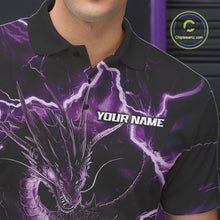 Load image into Gallery viewer, Custom Purple Thunder Lightning Dragon Bowling Polo Shirts For Men, Team Uniform IPHW9758