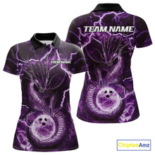Load image into Gallery viewer, Custom Purple Thunder Lightning Dragon Bowling Polo Shirts For Women, Team Uniform IPHW9758