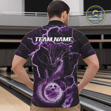 Load image into Gallery viewer, Custom Purple Thunder Lightning Dragon Bowling Quarter-Zip Shirts For Men, Team Uniform IPHW9758