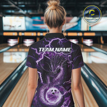 Load image into Gallery viewer, Custom Purple Thunder Lightning Dragon Bowling Quarter-Zip Shirts For Women, Team Uniform IPHW9758