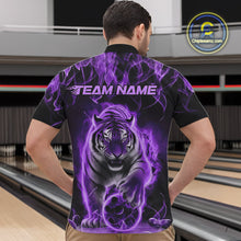 Load image into Gallery viewer, Custom Purple Flame Tiger Bowling Quarter-Zip Shirts For Men, Tiger Bowling Team Shirt IPHW9761