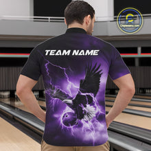 Load image into Gallery viewer, Custom Purple Thunder Lightning Eagle Bowling Men Quarter-Zip Shirts, Eagle Bowling Team Jerseys IPHW10148