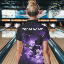 Load image into Gallery viewer, Custom Purple Thunder Lightning Eagle Women Bowling Shirts, Eagle Bowling Team Jerseys IPHW10148