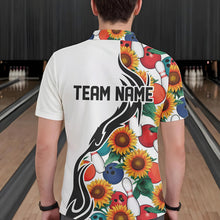 Load image into Gallery viewer, Custom Sunflower Bowling Pattern Polo Shirts For Men, Sunflower Bowling Team Shirts IPHW8440