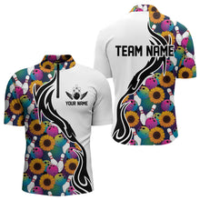 Load image into Gallery viewer, Custom Sunflower Bowling Pattern Quarter-Zip Shirts For Men, Sunflower Bowling Team Shirts IPHW8441