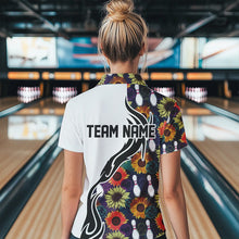 Load image into Gallery viewer, Custom Sunflower Bowling Pattern Quarter-Zip Shirt For Women, Sunflower Bowling Team Shirt IPHW8442