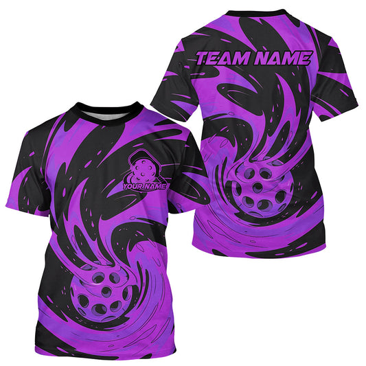 Black And Purple Custom Pickleball T-Shirts For Men, Pickleball Tournament Team Shirts, Pickleballer Outfits IPHW7576