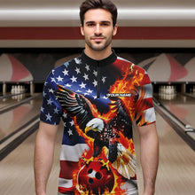 Load image into Gallery viewer, Custom USA Eagle Bowling Quarter-Zip Shirts For Men, Patriotic Bowling League Shirt IPHW8451