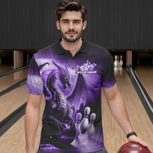 Load image into Gallery viewer, Custom Purple Thunder Lightning Dragon Bowling Polo Shirts For Men, Bowling Team Uniform IPHW8951