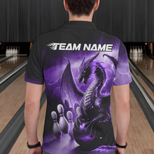 Load image into Gallery viewer, Custom Purple Thunder Lightning Dragon Bowling Polo Shirts For Men, Bowling Team Uniform IPHW8951