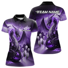 Load image into Gallery viewer, Custom Purple Thunder Lightning Dragon Bowling Polo Shirts For Women, Bowling Team Uniform IPHW8951