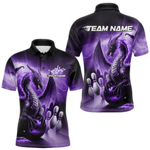 Load image into Gallery viewer, Custom Purple Thunder Lightning Dragon Bowling Polo Shirts For Men, Bowling Team Uniform IPHW8951