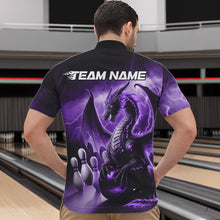 Load image into Gallery viewer, Custom Purple Thunder Lightning Dragon Bowling Quarter-Zip Shirts For Men, Bowling Team Uniform IPHW8951