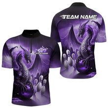 Load image into Gallery viewer, Custom Purple Thunder Lightning Dragon Bowling Quarter-Zip Shirts For Men, Bowling Team Uniform IPHW8951