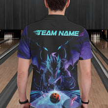 Load image into Gallery viewer, Custom Blue And Purple Dragon Bowling Jerseys, Dragon Bowling Team Polo Shirts For Men IPHW8954