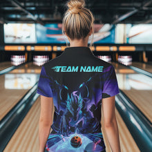 Load image into Gallery viewer, Custom Blue And Purple Dragon Bowling Jerseys, Dragon Bowling Team Polo Shirts For Women IPHW8954