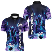 Load image into Gallery viewer, Custom Blue And Purple Dragon Bowling Polo Shirts For Men, Dragon Bowling League Shirt IPHW8958