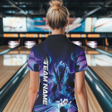 Load image into Gallery viewer, Custom Blue And Purple Dragon Bowling Women Quarter-Zip Shirts, Dragon Bowling League Shirt IPHW8958
