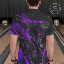 Load image into Gallery viewer, Custom Black And Purple Flame Bowling Team Men Polo Shirts, Fire Bowling Jerseys IPHW9782