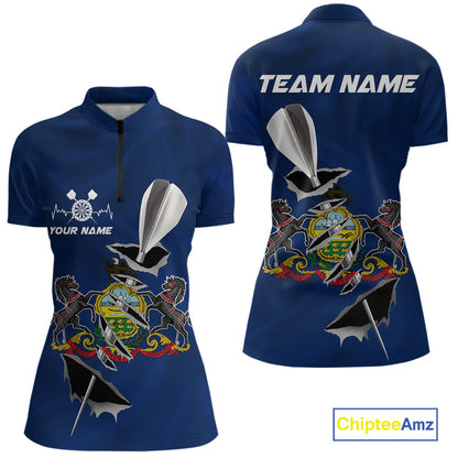 Custom Pennsylvania State Flag Silver Dart Steel Tip Dart Women Shirt, Dart Team Jerseys IPHW10566
