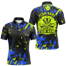 Load image into Gallery viewer, Blue And Green Splatter Personalized Dart Polo Shirts For Men, Dart Jerseys For Team IPHW8501