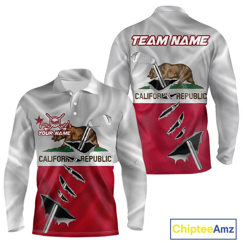 Custom California State Flag Golf Club Golf Team Shirt For Men, Golfer Outfits IPHW10581