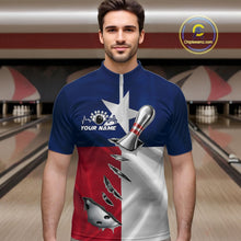 Load image into Gallery viewer, Custom Texas State Flag Silver Bowling Ball And Pin Patriotic Bowling Shirts For Men IPHW10592